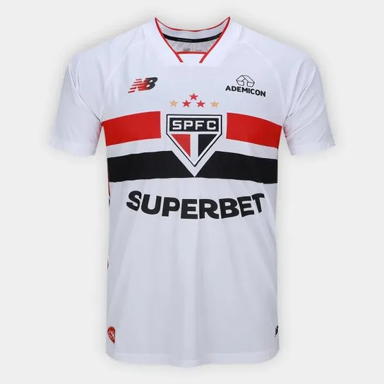 Camisa São Paulo I 26/27 Torcedor New Balance Masculina - Branco+Vermelho