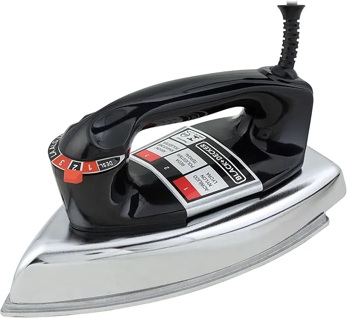 BLACK+DECKER Ferro de Passar Roupa a Seco, Metálico Preto, Modelo VFA1110XM6,220V