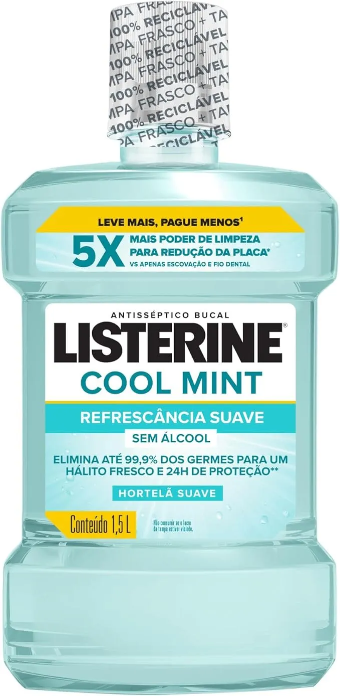 Listerine Cool Mint Enxaguante Bucal Sem Álcool, 1,5l |