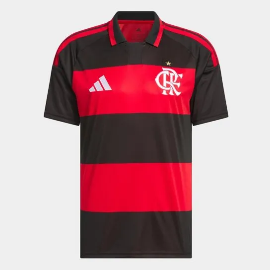 Camisa Flamengo I 26/27 s/n Torcedor Adidas Masculina - Vermelho+Preto