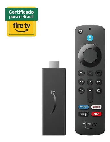 Amazon Stick HD Fire TV 3ª geração de voz Full HD 8GB preto com 1GB de memória RAM