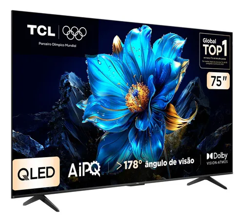 Smart TV TCL 75 Polegadas QLED 4K P7K WiFi Bluetooth Google TV HDR10+ Dolby Atmos Dolby Vision 75P7K