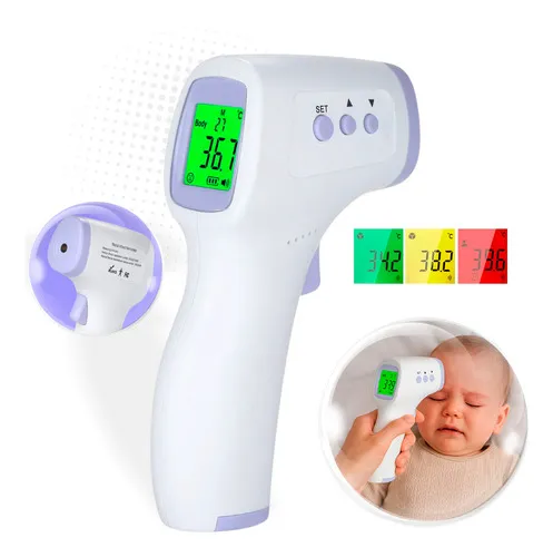 Termômetro Digital Laser Infravermelho Medição Temperatura Corporal Alarme De Febre Adulto Criança Distancia Profissional Testa Clinico Roxo Nixzen